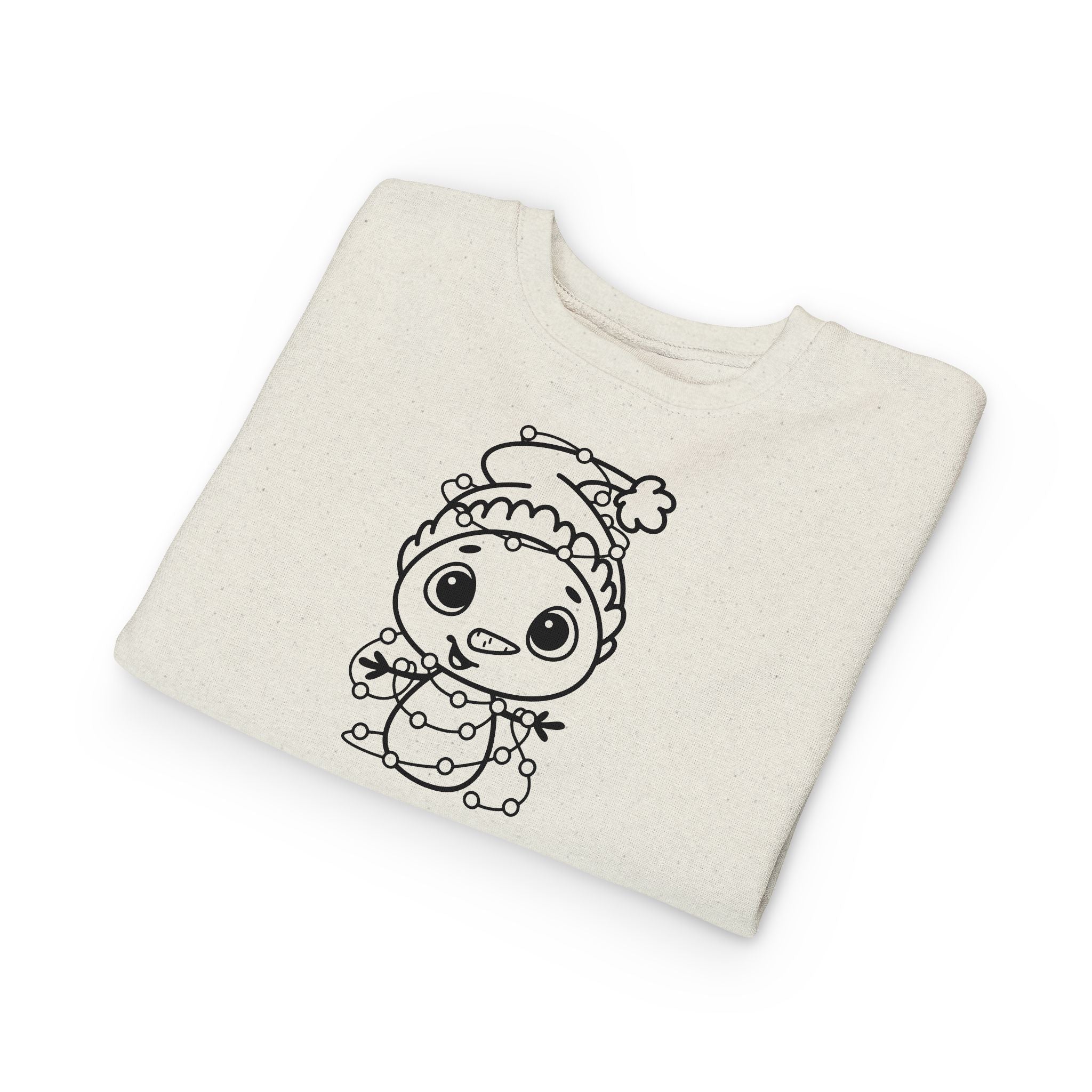 Toddler Sweatshirt — 'Color Me Christmas' Snowman in Holiday Lights