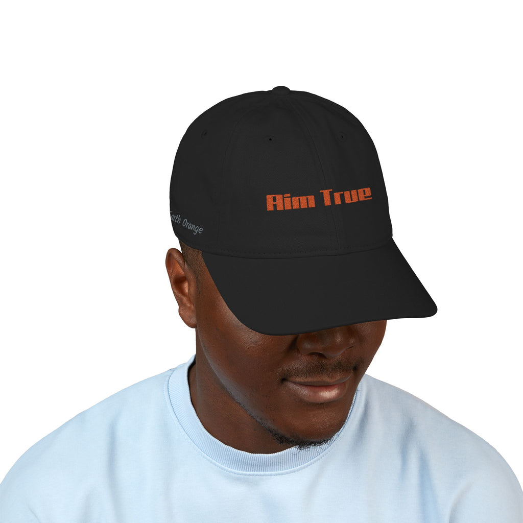 Organic Embroidered Cap — "Aim True" Green Leaf Hunter's Hat