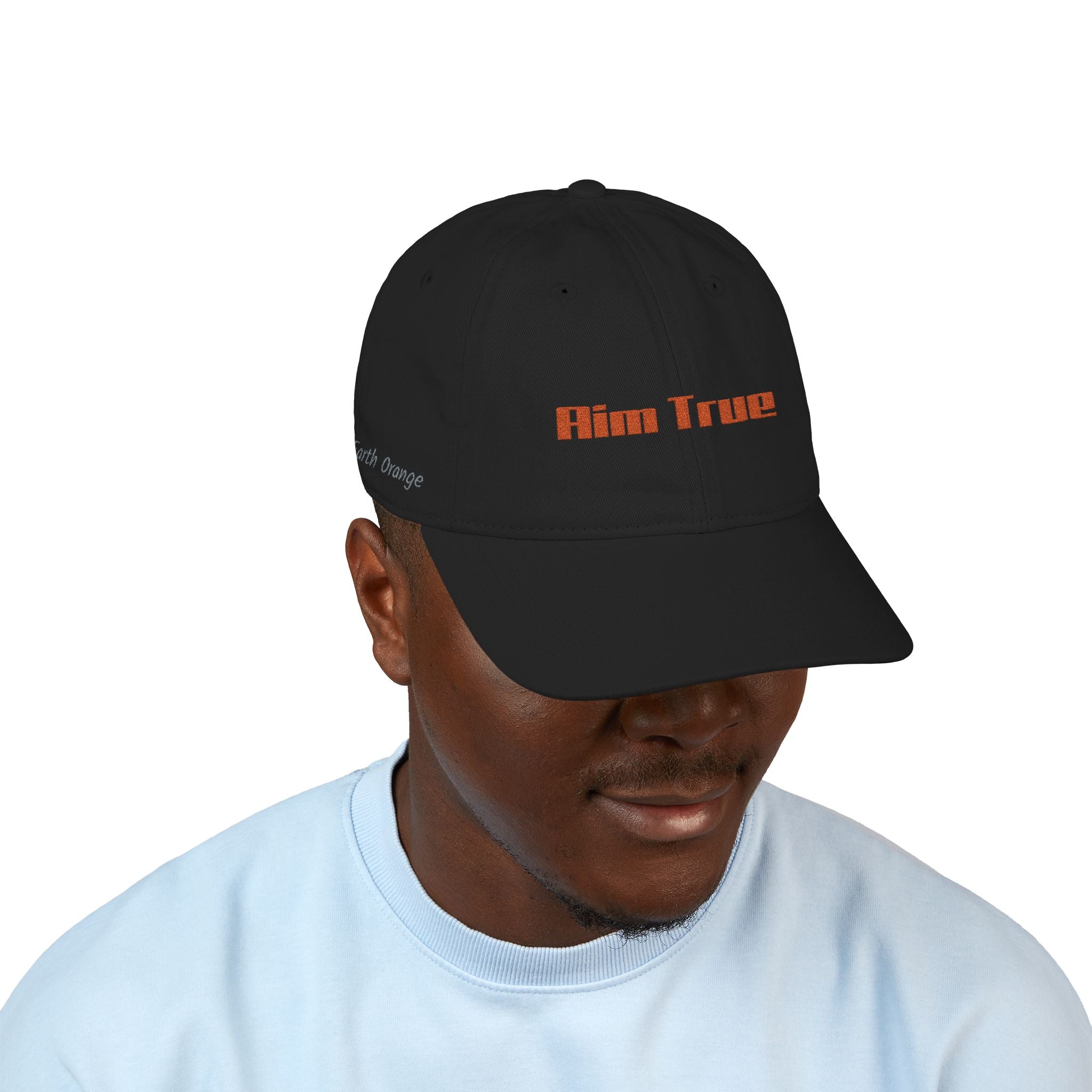 Organic Embroidered Cap — "Aim True" Green Leaf Hunter's Hat