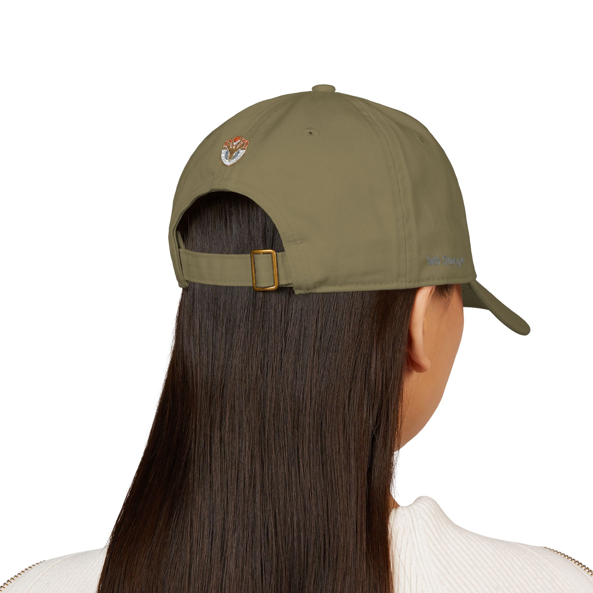 Organic Embroidered Cap — "Aim True" Green Leaf Hunter's Hat
