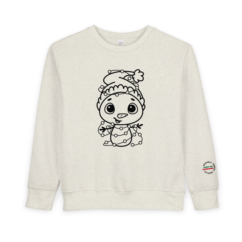 Toddler Sweatshirt — 'Color Me Christmas' Snowman in Holiday Lights
