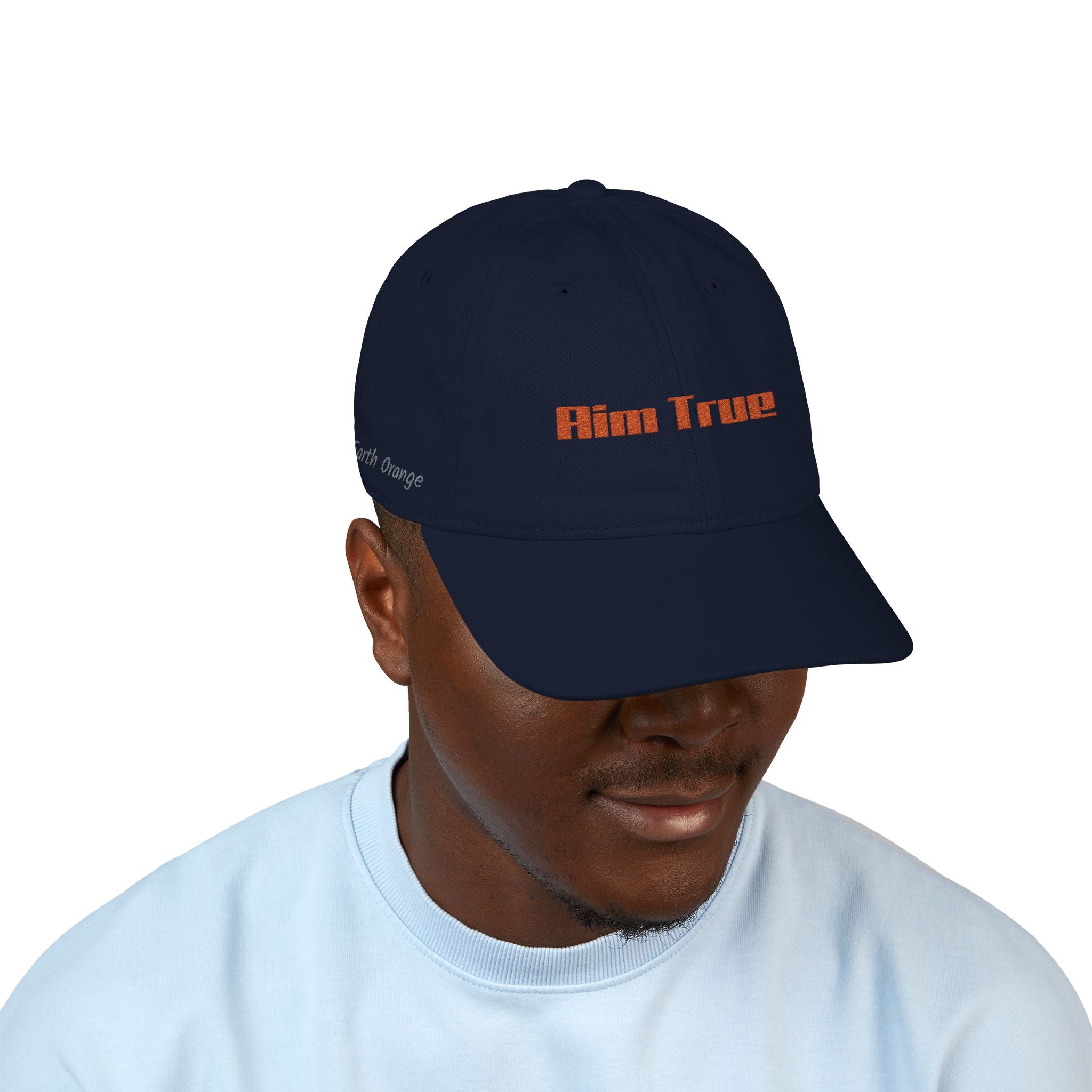 Organic Embroidered Cap — "Aim True" Green Leaf Hunter's Hat