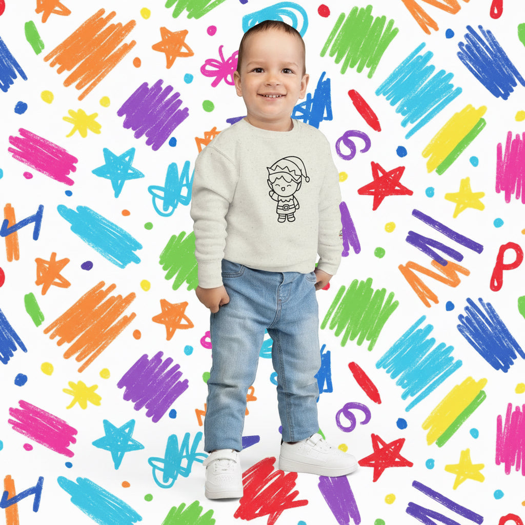 Toddler Sweatshirt — Cute Holiday Elf Coloring Graphic