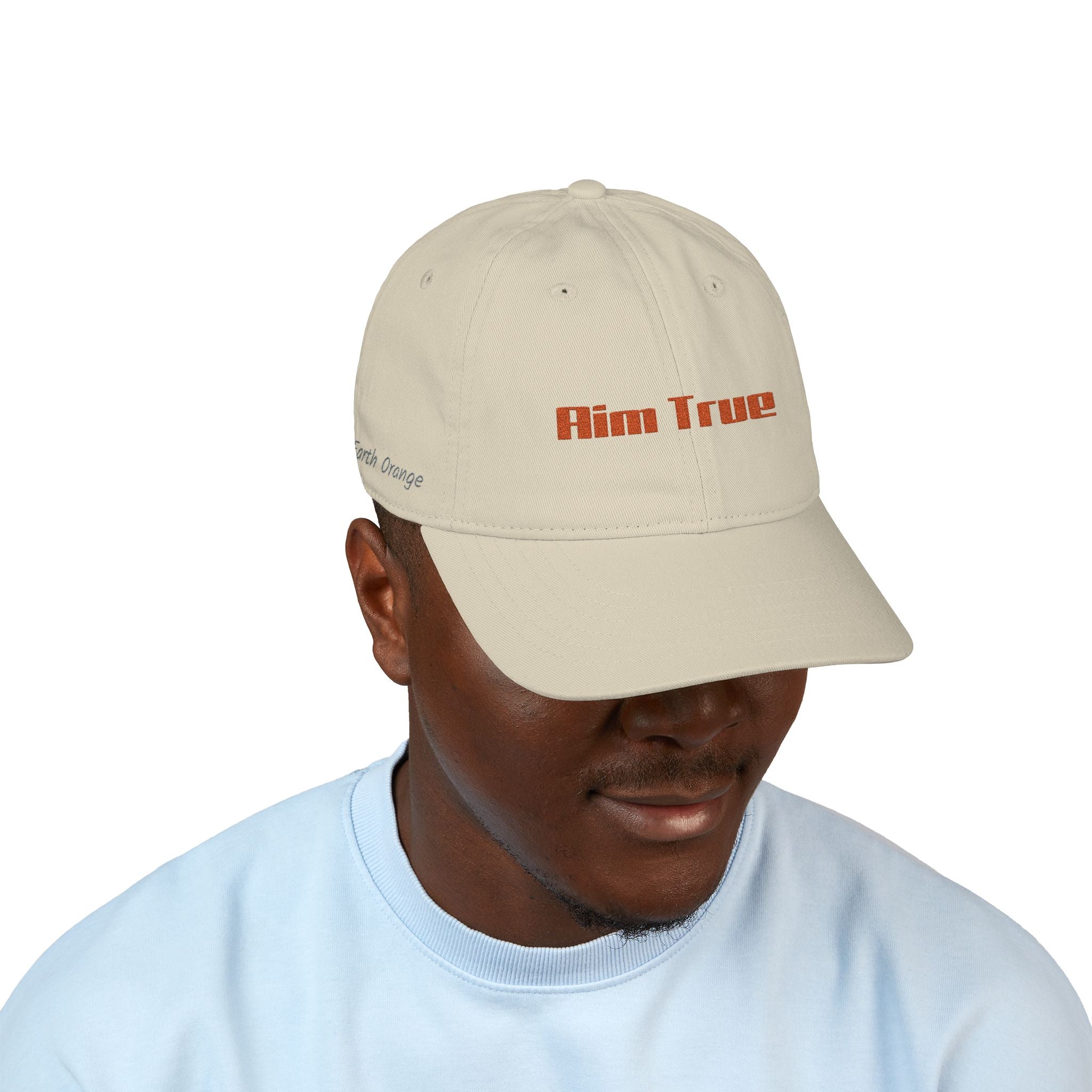 Organic Embroidered Cap — "Aim True" Green Leaf Hunter's Hat