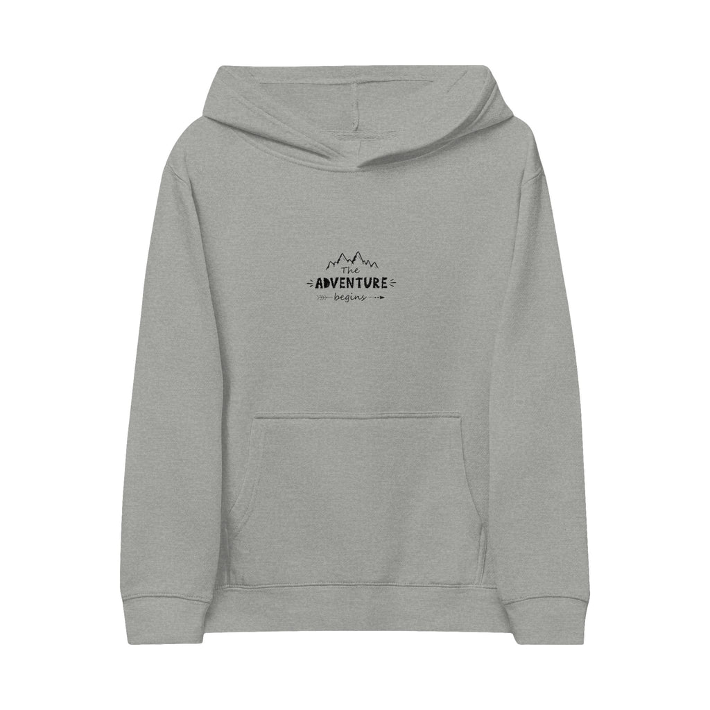Kids Fleece Hoodie — "Adventure Awaits" Embroidered Pullover