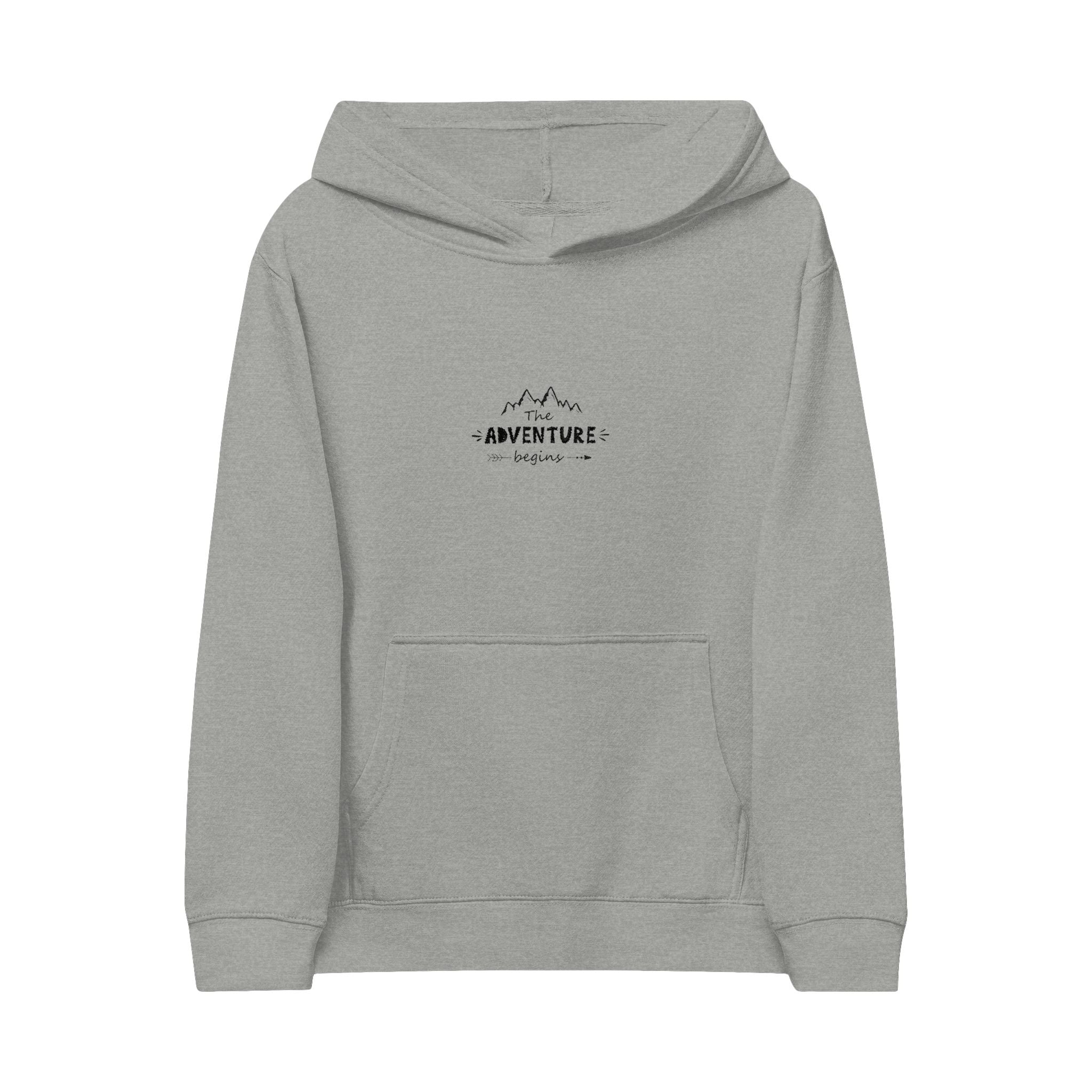 Kids Fleece Hoodie — "Adventure Awaits" Embroidered Pullover