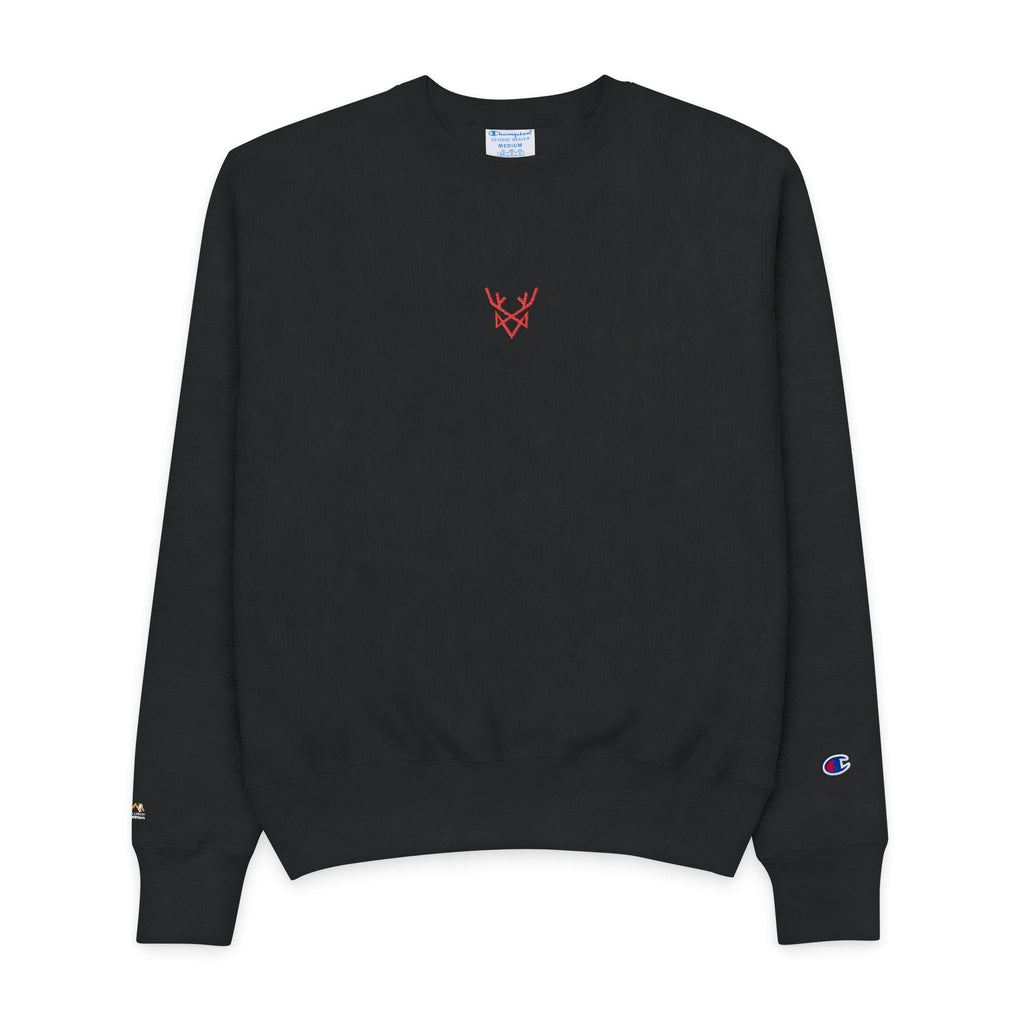 Embroidered Geometric Deer Crewneck Sweatshirt — Men's Champion Style