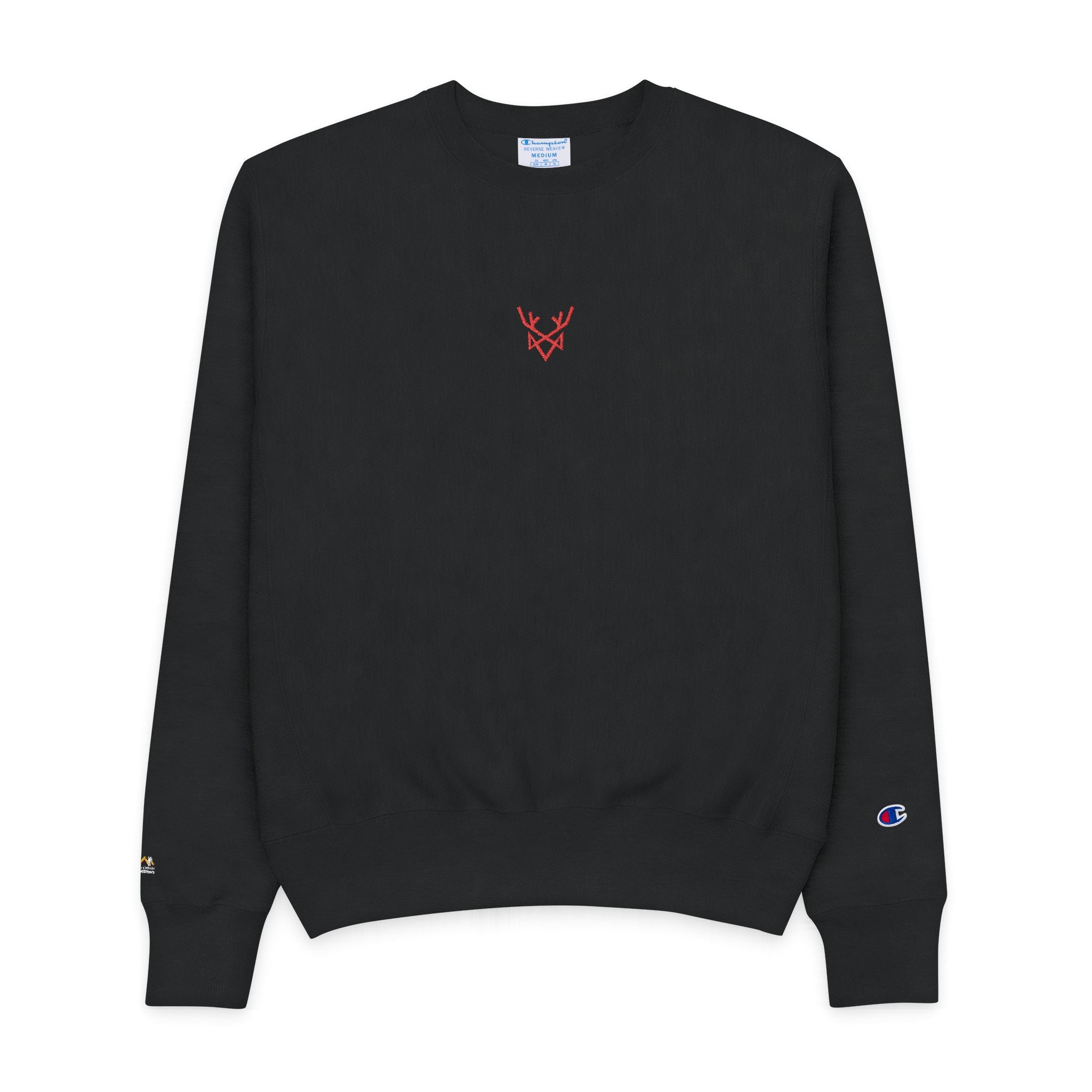 Embroidered Geometric Deer Crewneck Sweatshirt — Men's Champion Style