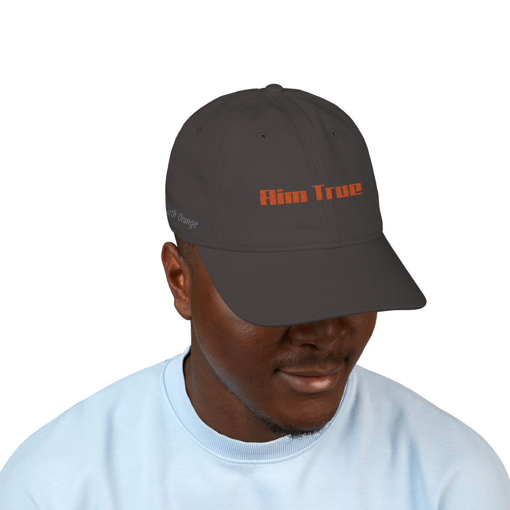 Organic Embroidered Cap — "Aim True" Green Leaf Hunter's Hat