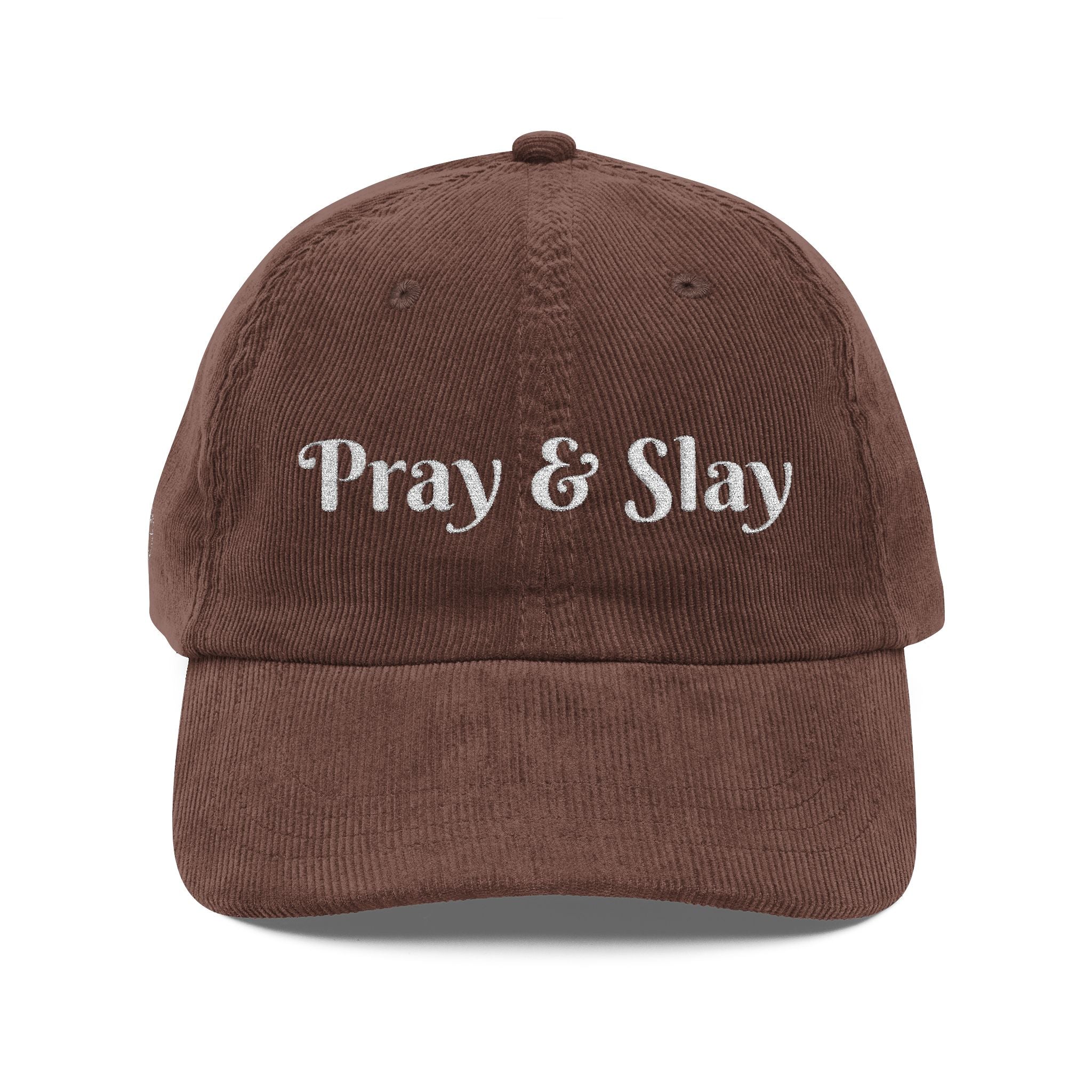 Cap – Vintage Corduroy Pray & Slay Daisy Accent Embroidery