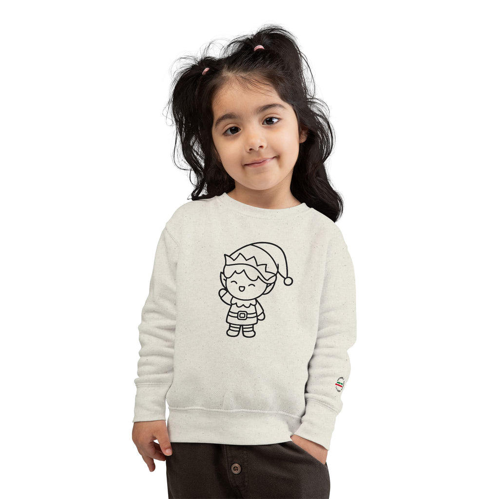 Toddler Sweatshirt — Cute Holiday Elf Coloring Graphic