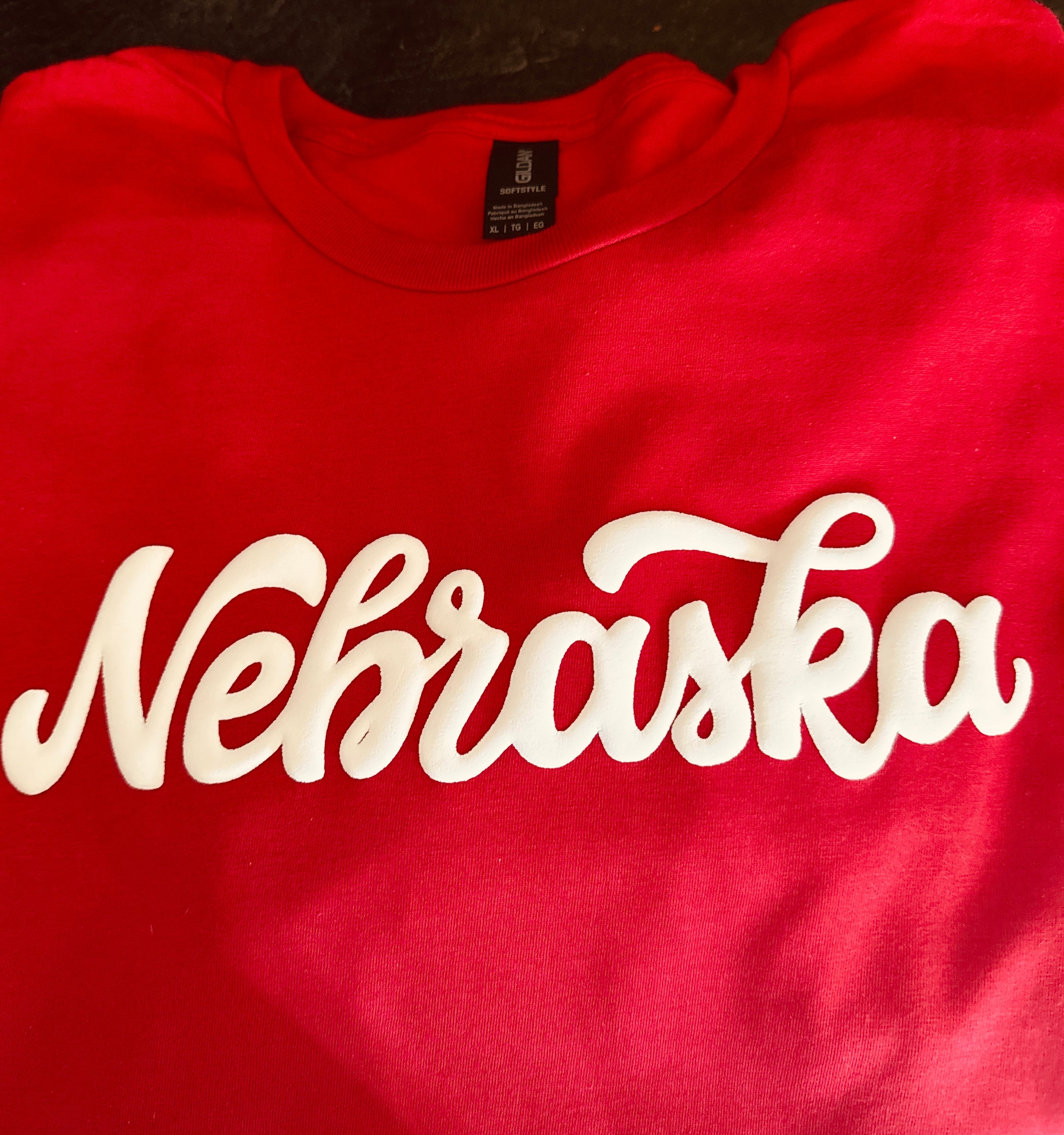 Nebraska Script Puff Print Sweatshirt